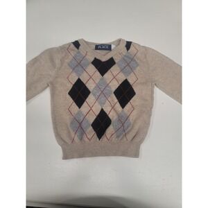 Childrens Place Boys Argyle Sweater Size‎ 12-18 Months Beige Black Gray Casual